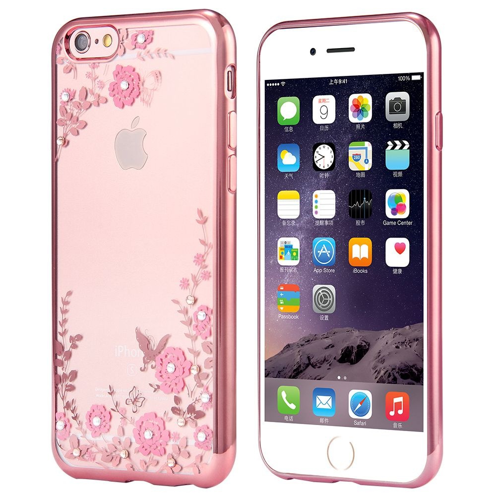 

KYKEO Pоза красная iPhone 66s Plus, Luxury New Rhinestones Soft Silicone Plating Case