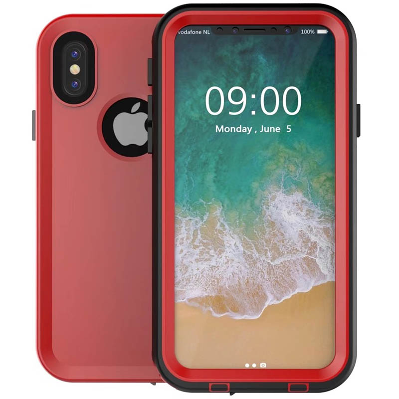 

Mzxtby красный iPhone X, Водонепроницаемый чехол для iPhone X Shockproof phone Back Cover Прозрачный 360 Full Pr