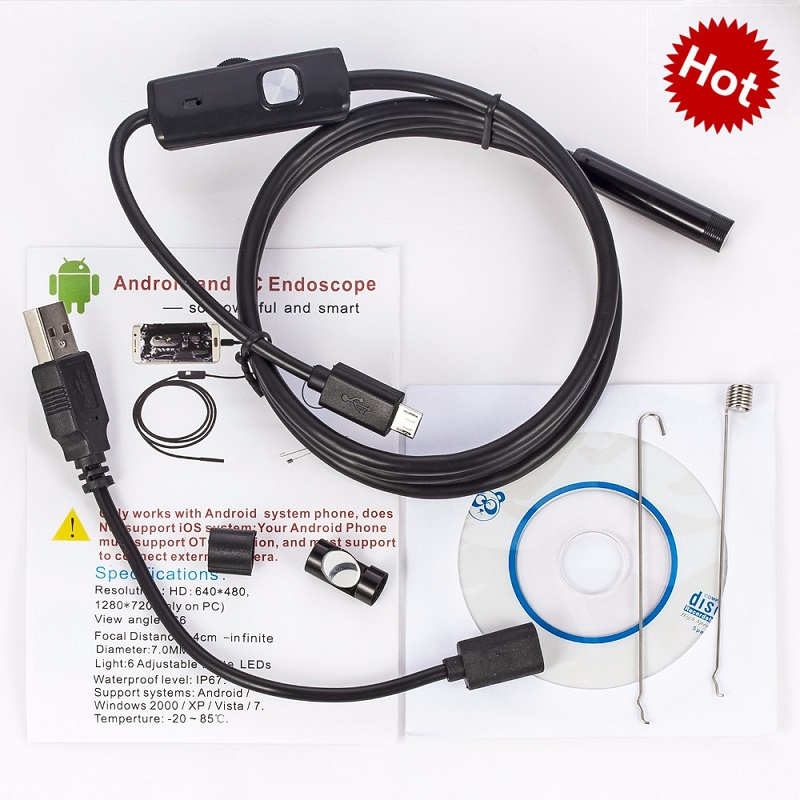 

Colorful panda Кабель 5 м, Borescopes Mini 2IN1 Endoscope Waterproof