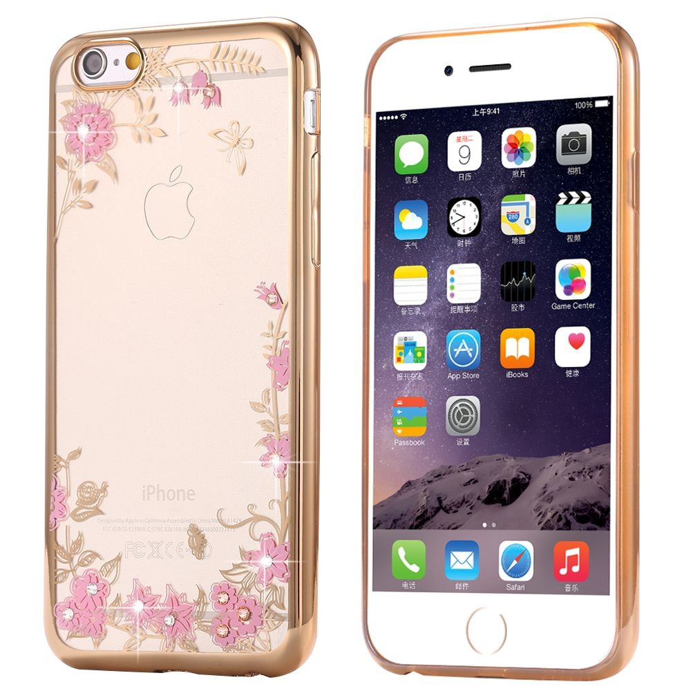 

KYKEO Золотой iPhone 66s, Luxury New Rhinestones Soft Silicone Plating Case