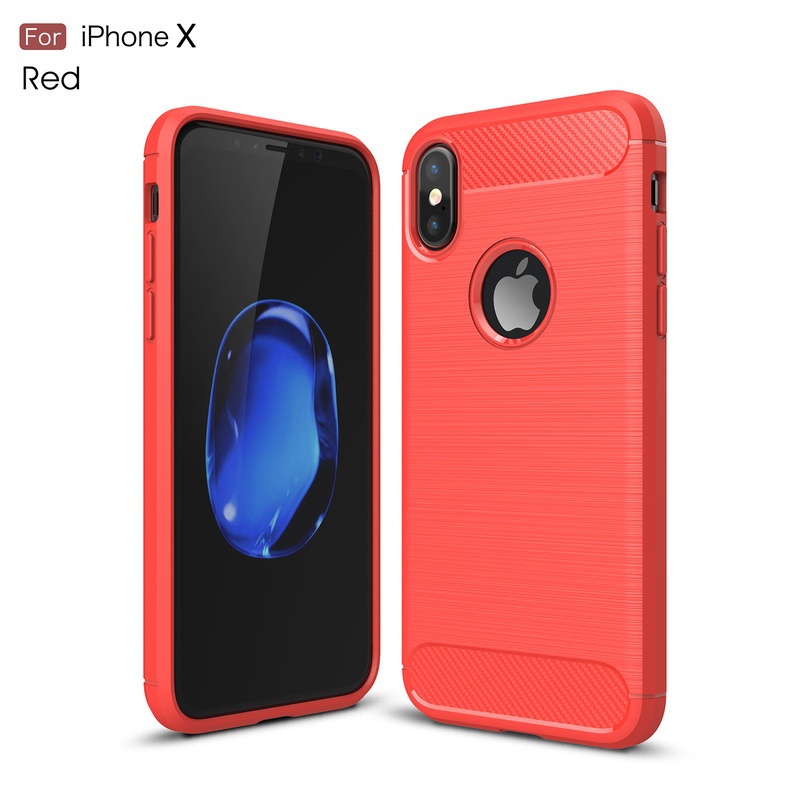 

KYKEO red iphone 7Plus, Carbon Fiber Soft Silicone For iphone X case