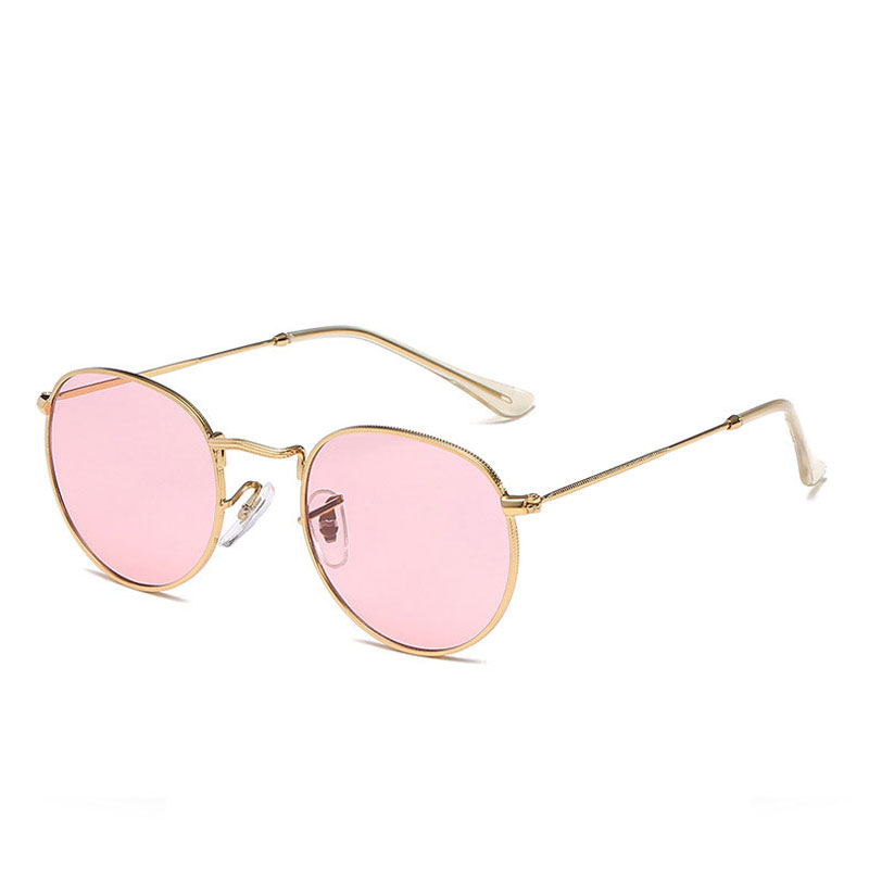 

LIKEU  NO13 Gold & Pink, Овальные металлические солнцезащитные очки