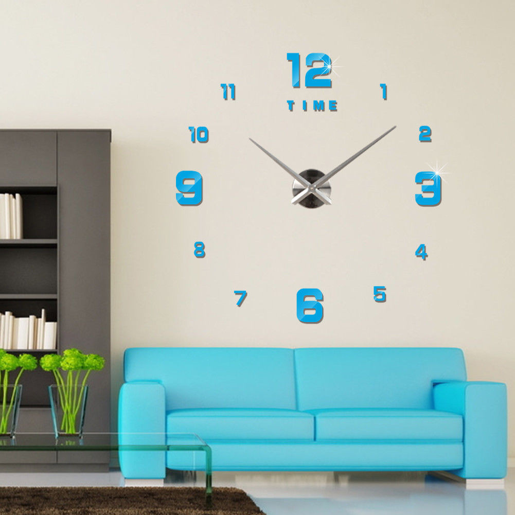 

CANIS Голубое небо, DIY 3D Surface Wall Clock Роскошное зеркало Home Crystal Office Room Decor