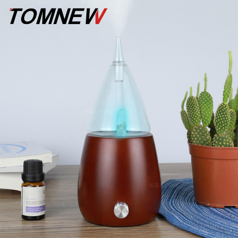 

TOMNEW черный Стандарт ЕС, TOMNEW Glass Essential Oil Diffuser Wood Ароматерапия Aroma Mist Maker Fogger