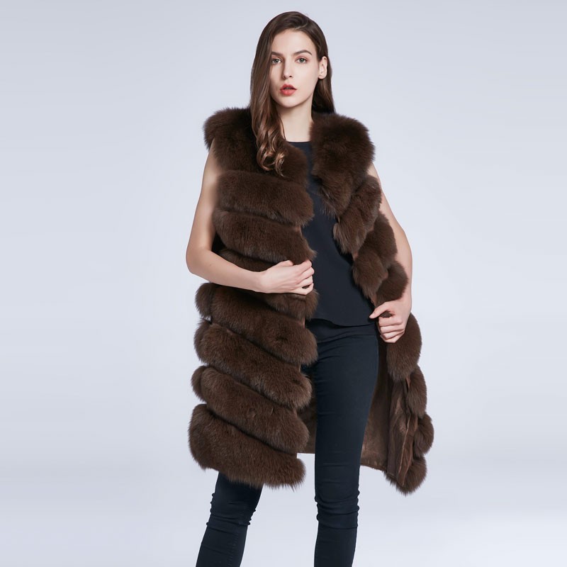 

FURART Коричневый, Fox Fur Long Vest