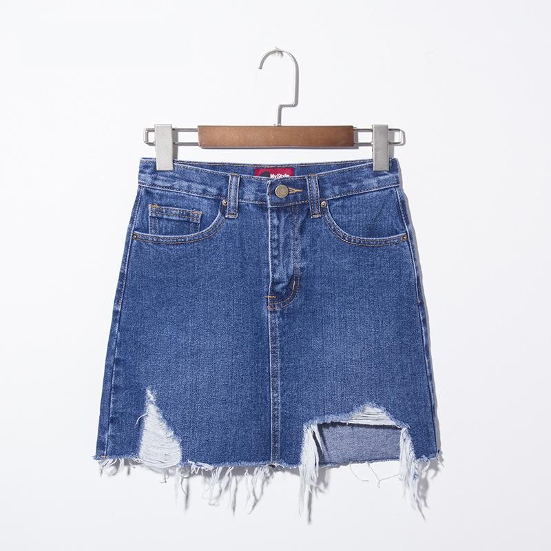 

Tissbely Blue, Tissbely Ripped Denim Mini Skirt Women High