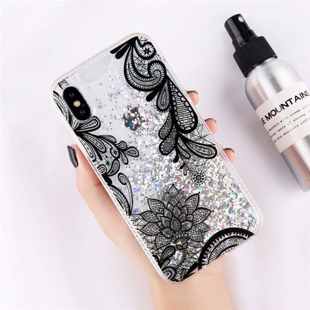 

WJ Красная роза iPhone X, случай телефона случая sequins телефона способа