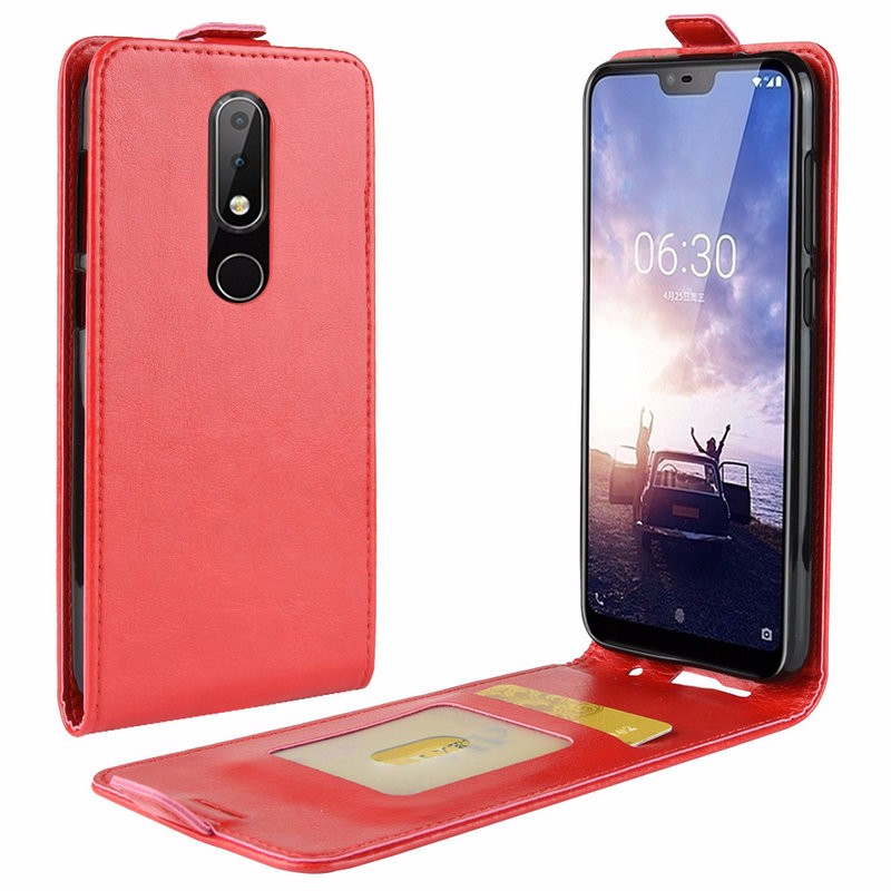 

WIERSS красный для Nokia X6, для Nokia X6 2018 TA-1099 WIERSS Флип кожаный чехол