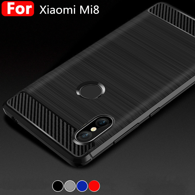 

KYKEO Черный xiaomi mi 8 explorer, Xiaomi Mi8 TPU Carbon Fiber Brushed Case