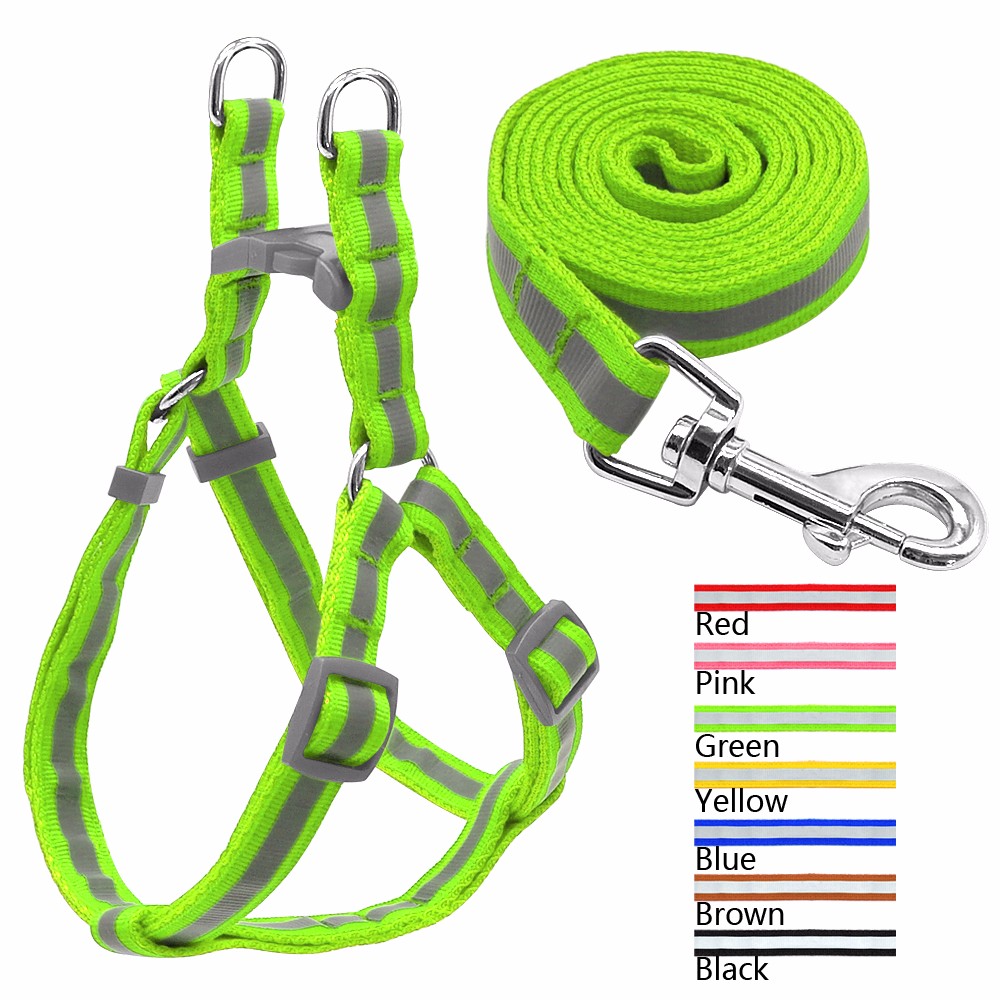 

kangfeng Зелёный цвет, Нейлон Светоотражающая собака Harness Leash Lead Set