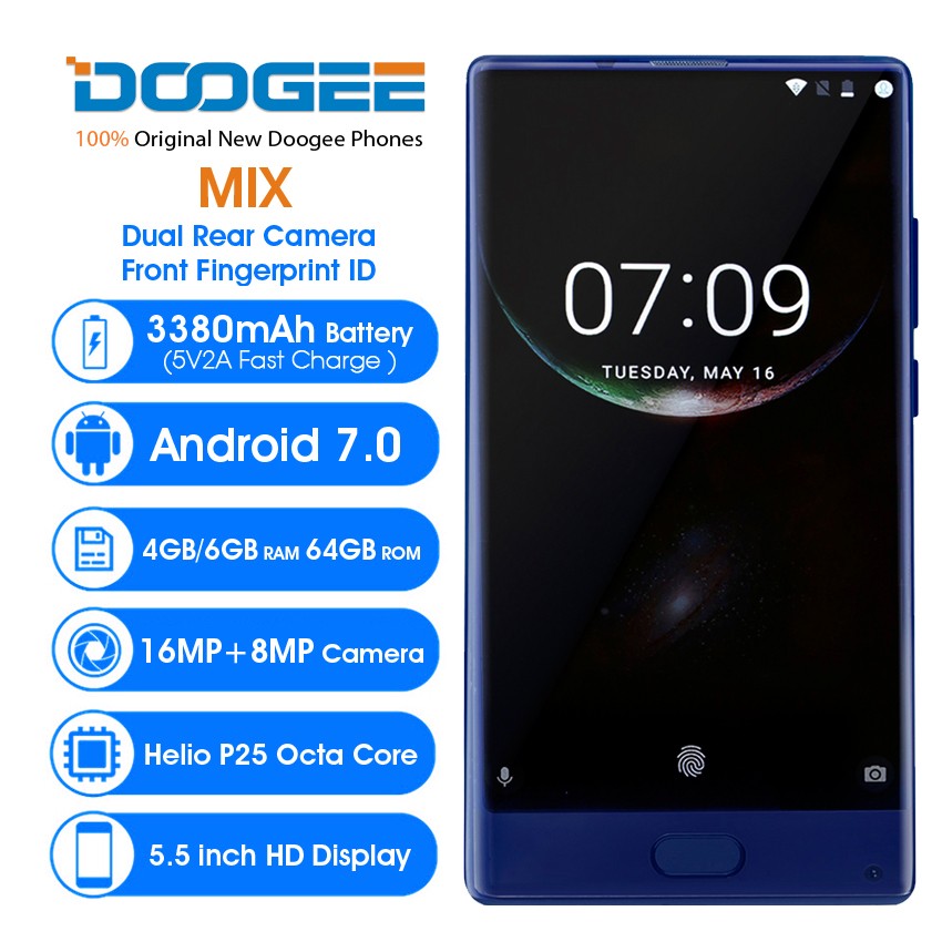 фото Мобильный телефон doogee mix 4g doogee синий 6gb 64gb