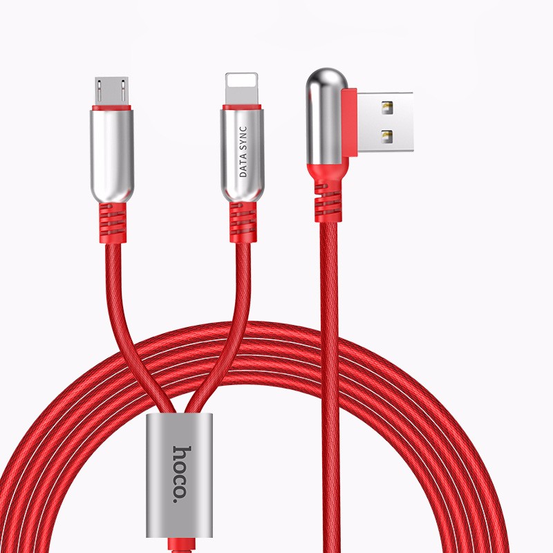 

HOCO красный 1,5 м, 2 в 1 Зарядный кабель 3A Зарядный кабель для Samsung Micro USB Cable