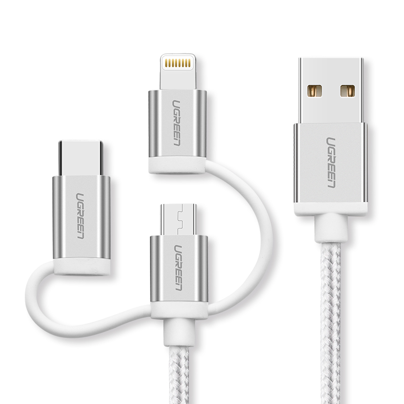 

JD Коллекция Apple Android один на три 1,5 метра сплетенный серебристый белый, Joycollection