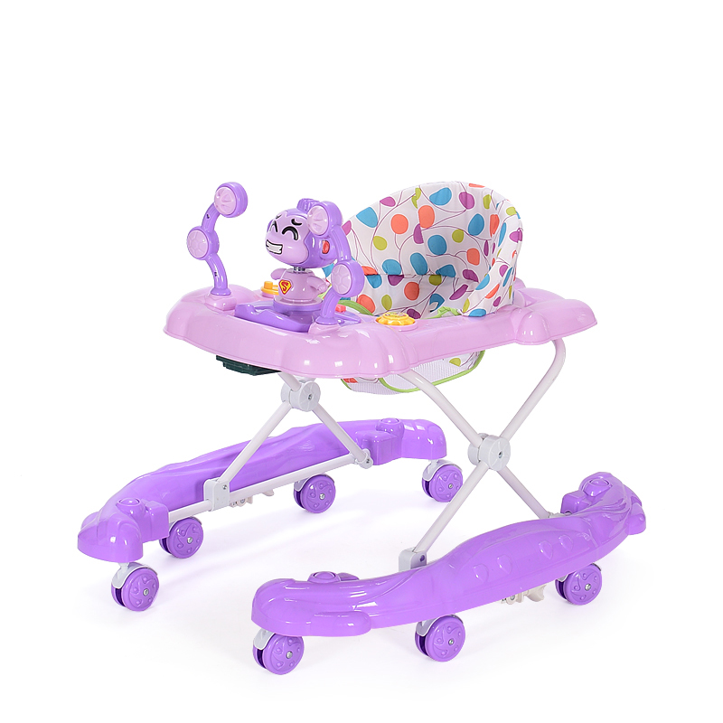 

Фиолетовый цвет 4-6 месяцев, Baby Walker с 8-мя вращающимися колесами Anti Rollover Многофункциональный детск