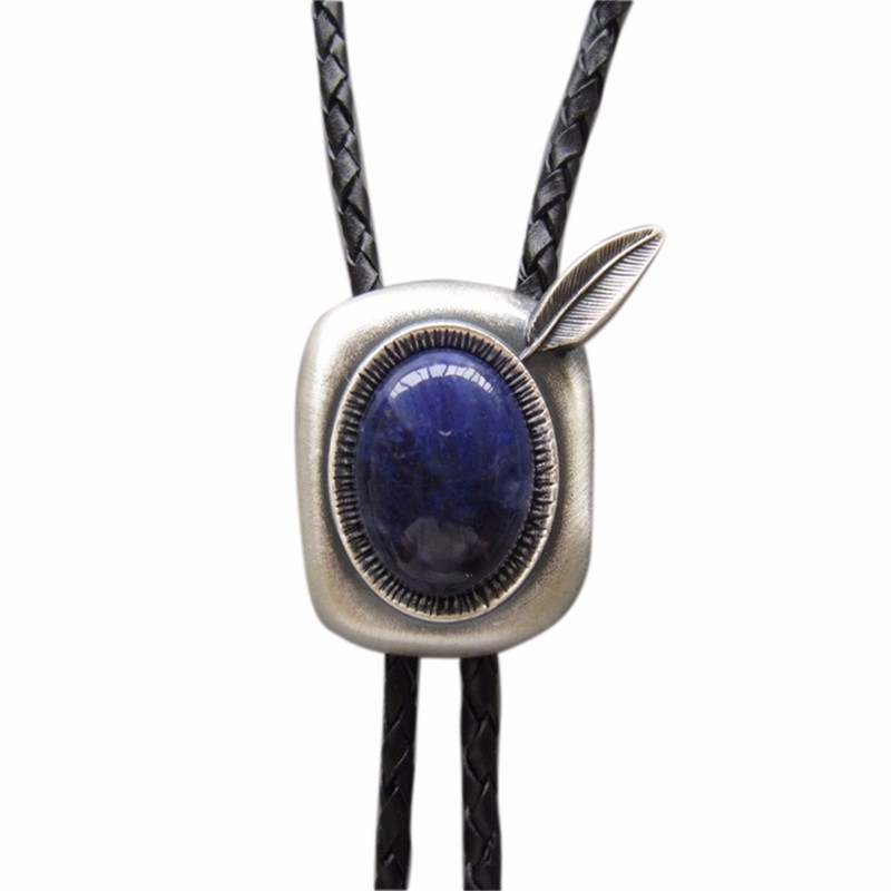 

JEANS FRIEND Black, Vintage Nature Blue Plessite Stone Bolo Tie Свадебное ожерелье из кожи