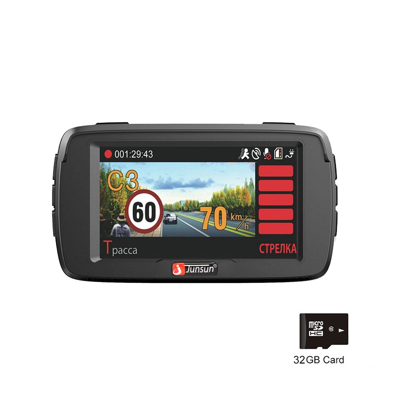 

Junsun 32GB TF карта 1080p, Видеорегистраторы для автомобилей Антирадары Camear GPS 3 в 1