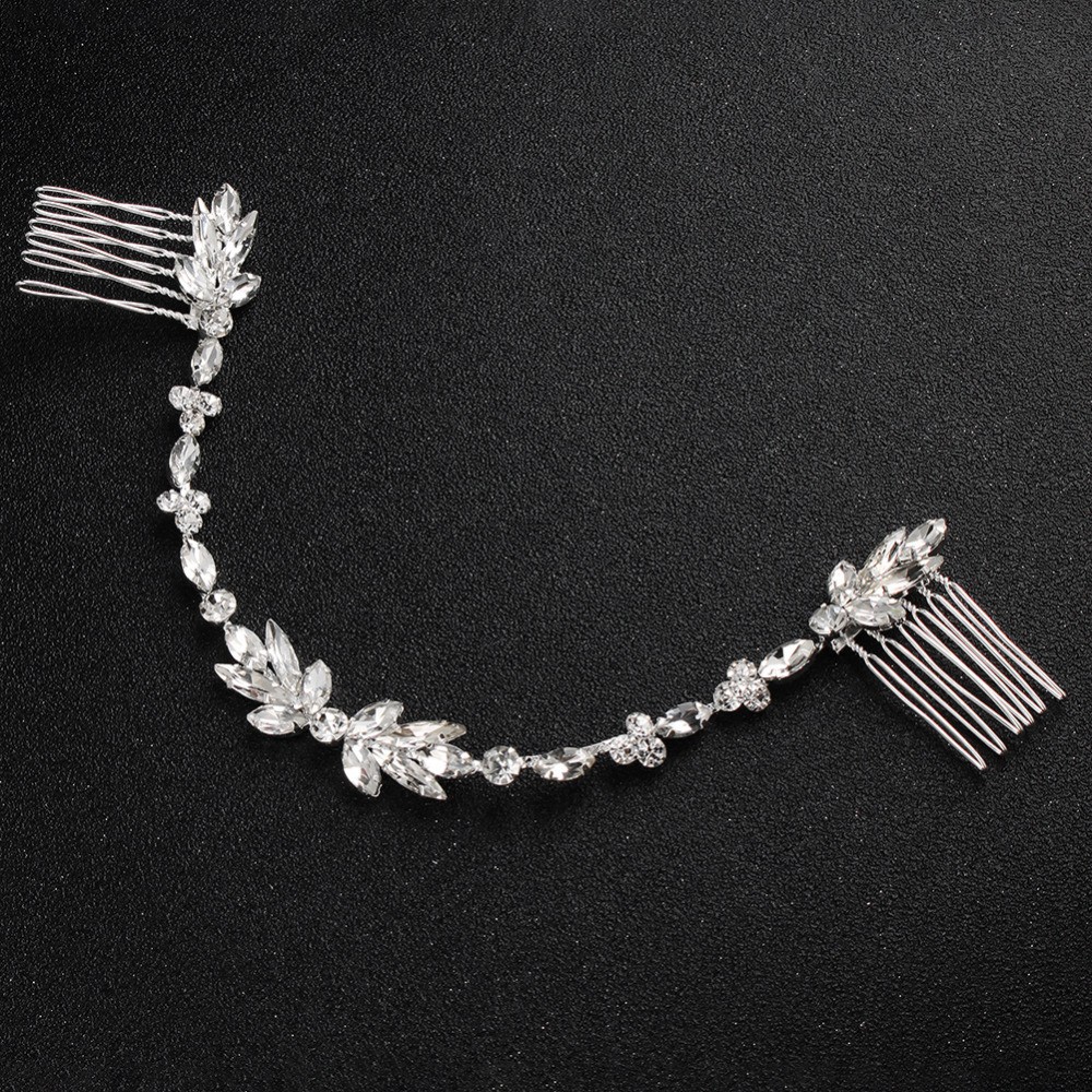 

JONNAFE Серебряный модный, Гребень для волос Rhinestone Long