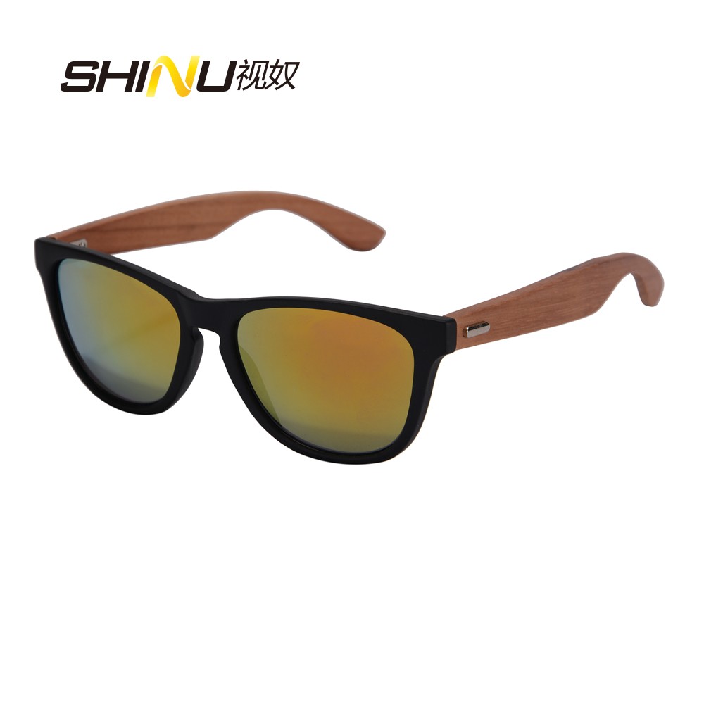 

SHINU матовая черная рамка зебра ноги оранжевые линзы, деревянные очки
