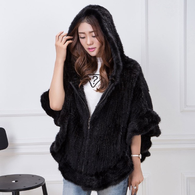 

MSMinShu черный Свободный размер, Mink Fur Poncho