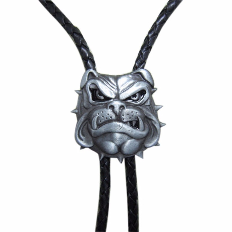 

JEANS FRIEND Black, Vintage 4D British Bull Dog Bolo Tie Leather Necklace также продается в США