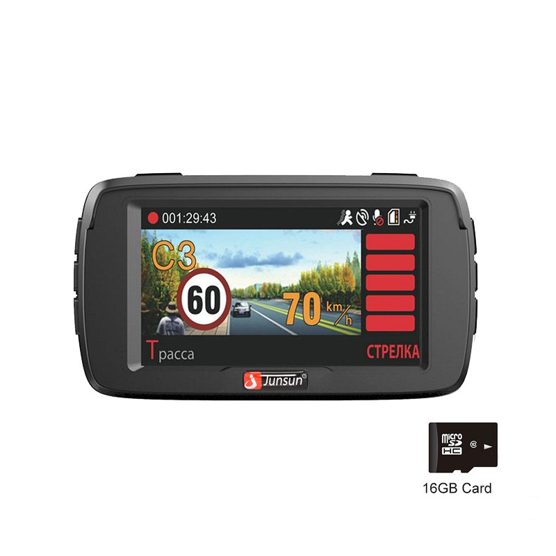 

Junsun 16GB TF карта 1080p, Видеорегистраторы для автомобилей Антирадары Camear GPS 3 в 1