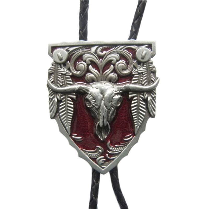 

JEANS FRIEND Black, Red Enamel Vintage Long Horn Bull Bolo Tie также продается в США