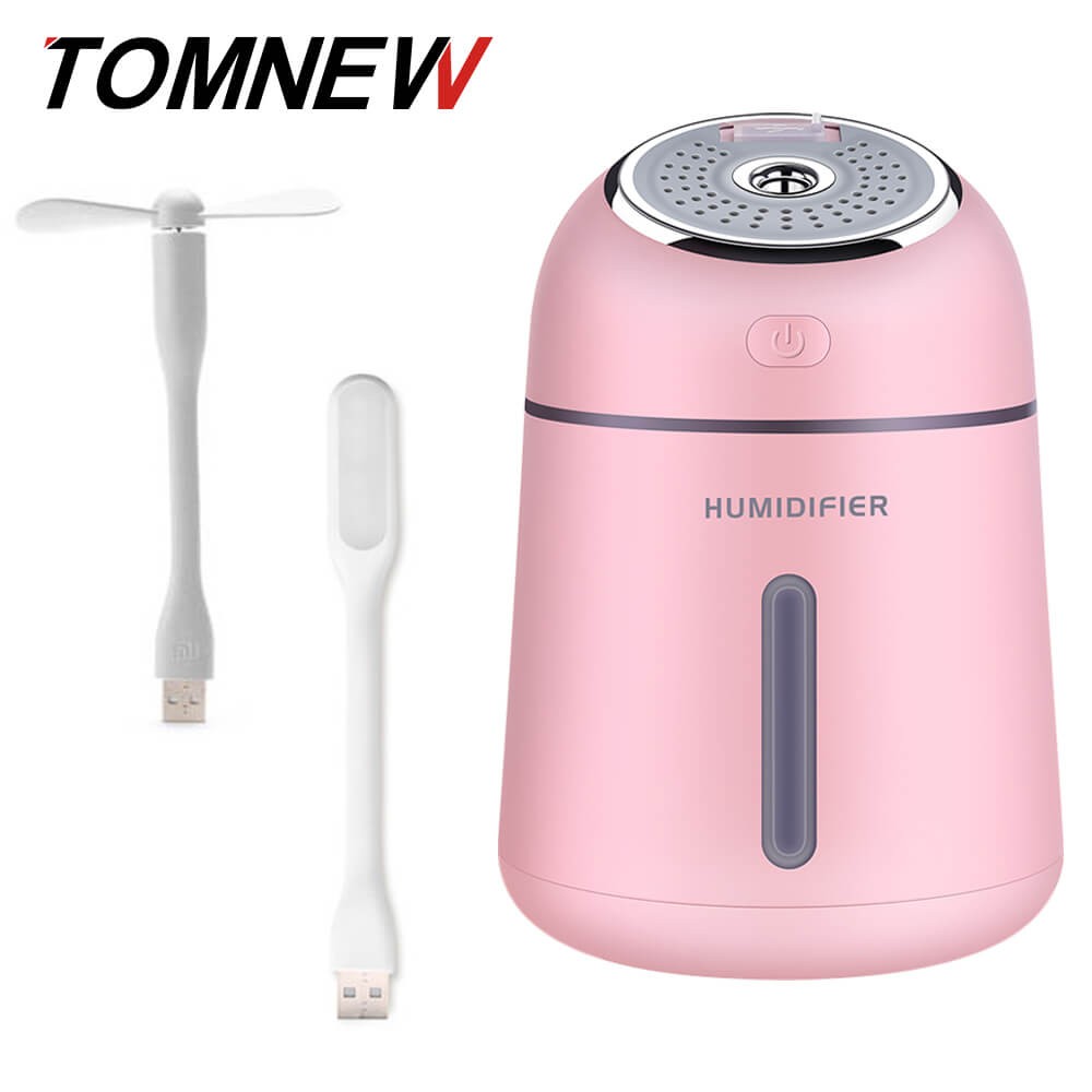 

TOMNEW розовый, TOMNEW 3 в 1 Mini Cool Mist Humidifier 330ML Ультразвуковые портативные двухдисковые