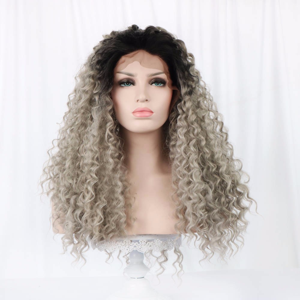 

Styler Серый черный 24 дюйма, Кружевной передний парик