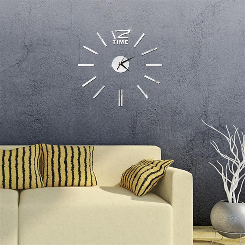 

CANIS Серебряный, DIY 3D Surface Wall Clock Роскошное зеркало Home Crystal Office Room Decor
