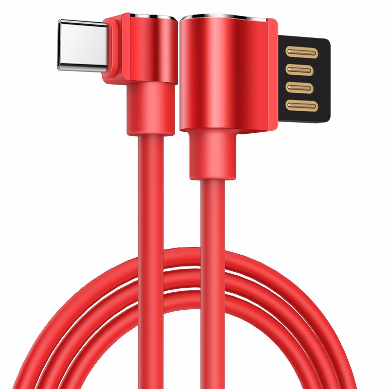 фото Usb тип c кабель 90 градусов usb тип c кабель 2a кабель usb-c быстрая зарядка данных c hoco красный 1,2 м