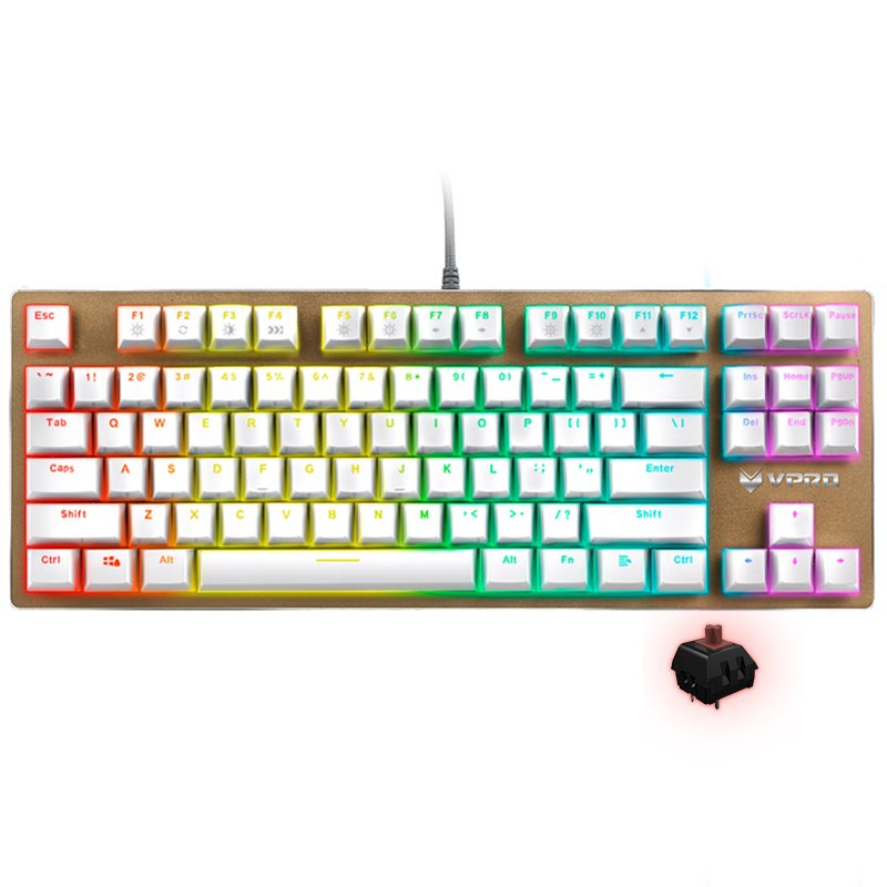 

JD Коллекция V500RGB 87-клавишный RGB светлый золотой вал, Joycollection