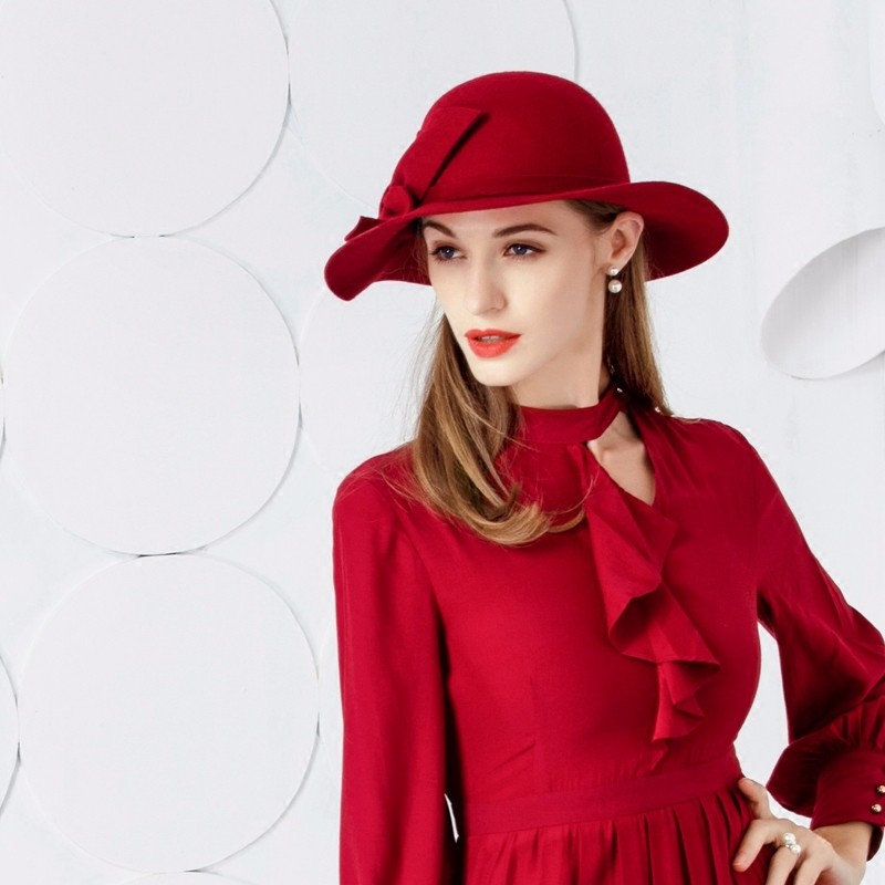 

LUONIWEILIN Red Свободный размер, Шляпа Lady Fedoras