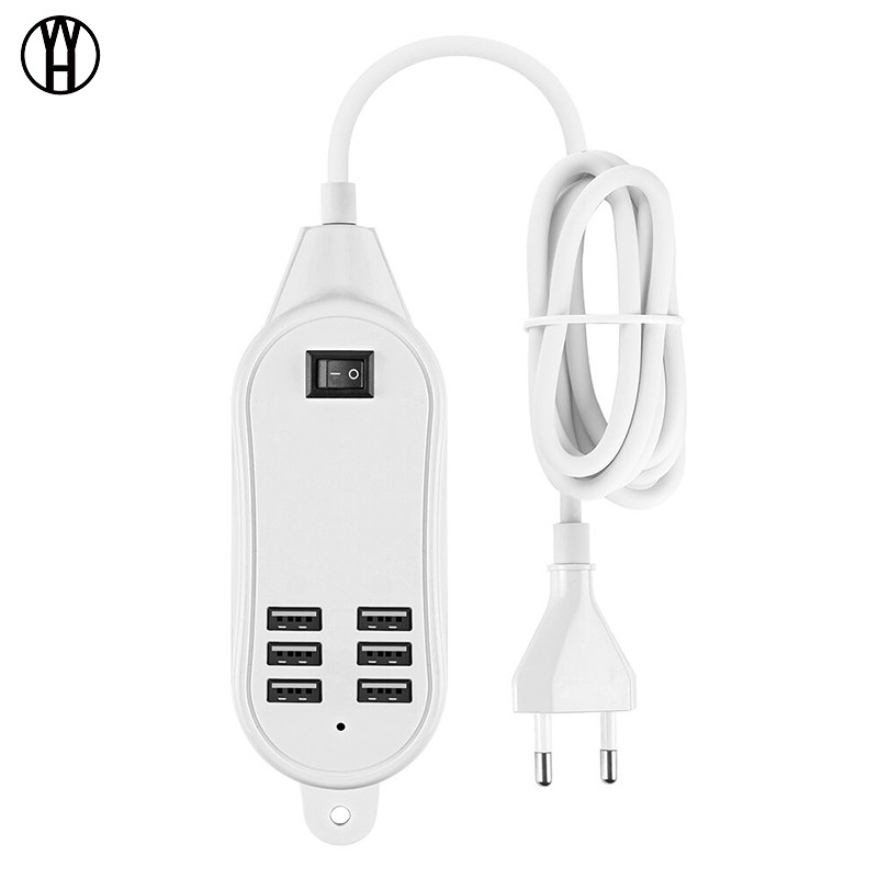 

WH Белый Евровилка, 5V 5A 6 USB-USB универсальное зарядное устройство