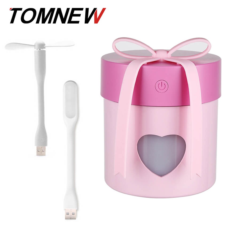 

TOMNEW розовый, TOMNEW 3 в 1 USB Mini Cool Mist Увлажнитель 350 мл Ультразвуковой подарочный воздухоочиститель