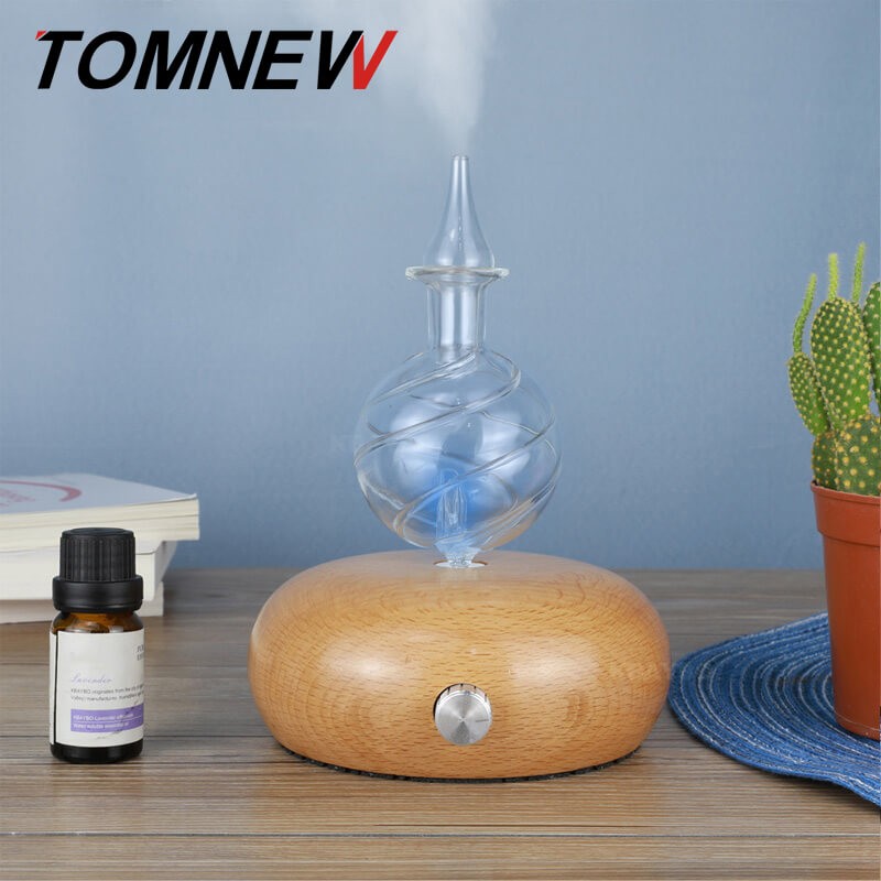 

TOMNEW Brown Стандарт США, TOMNEW Glass Essential Oil Diffuser Wood Ароматерапия Aroma Mist Maker Fogger