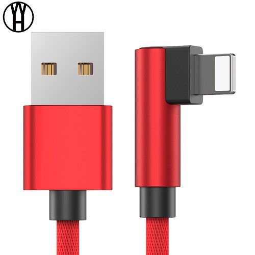 

WH Красный цвет 18M, 90-градусный USB-кабель для iPhone X 8 7 6