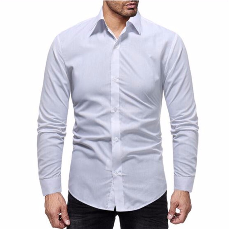 

AILOOGE белый, Мужские рубашки Модный бренд Slim fit Solid Shirt