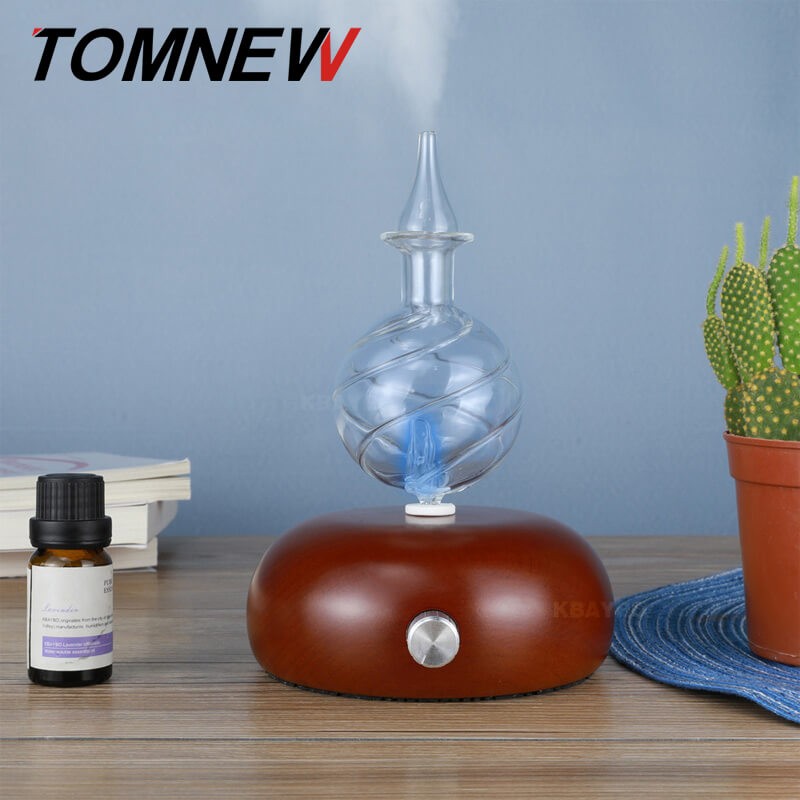 

TOMNEW Black Стандарт Великобритании, TOMNEW Glass Essential Oil Diffuser Wood Ароматерапия Aroma Mist Maker Fogger