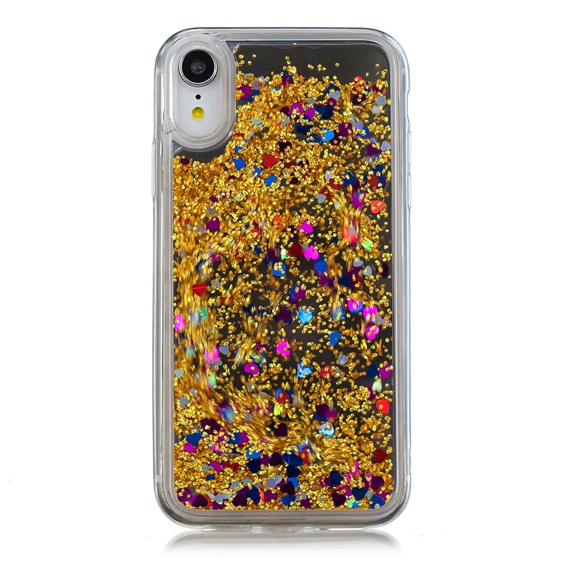 

Fecoprior Золото iPhone XR, Задняя обложка для iPhone XR Корпус Зеркало Блеск Жидкость Quicksand Shining