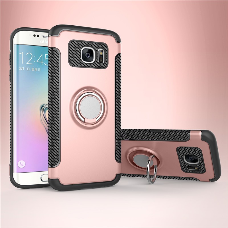 

Fecoprior розовый Samsung Galaxy S7 край, Задняя обложка для Samsung Galaxy S7 Edge Case Автомобильная стойка для держателя жесткого ПК Silicon