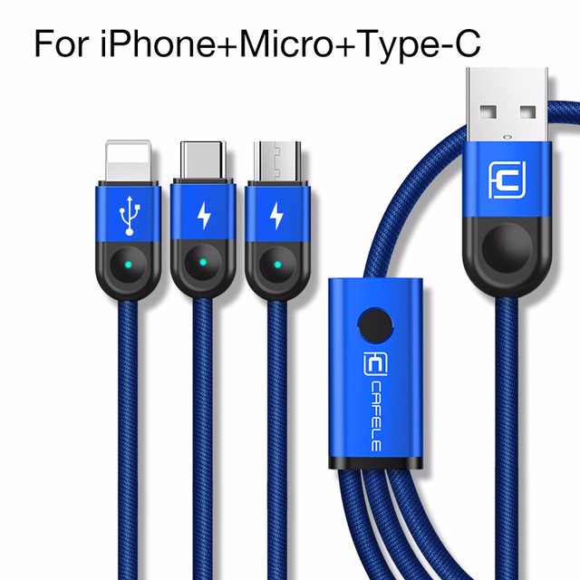 

Cafele для iPhone USB Тип C Micro USB-кабель Blue 13 м