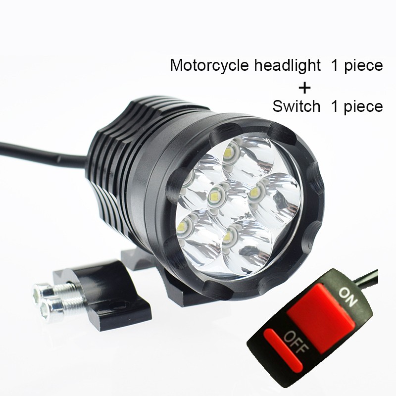 

Huiermeimi черный, Мотоцикл 12V 60W Светодиодный фары Мотоцикл Spotlight Headlamp 6000K Белый