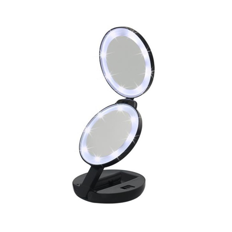 фото Циркулярное 3-кратное светодиодное косметическое зеркало с двойной боковой лампой jipush черный