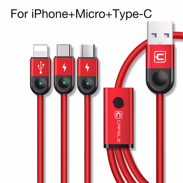 

Cafele для iPhone USB Тип C Micro USB-кабель Красный 1,3 м