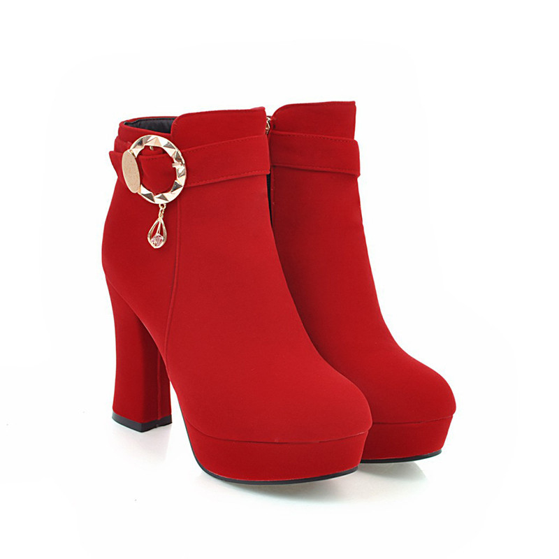 

IDIFU Red 35 ярдов, короткие сапоги ботильоны для женщин на каблуках на продажу снегоуборочная обувь с застежкой на ремне