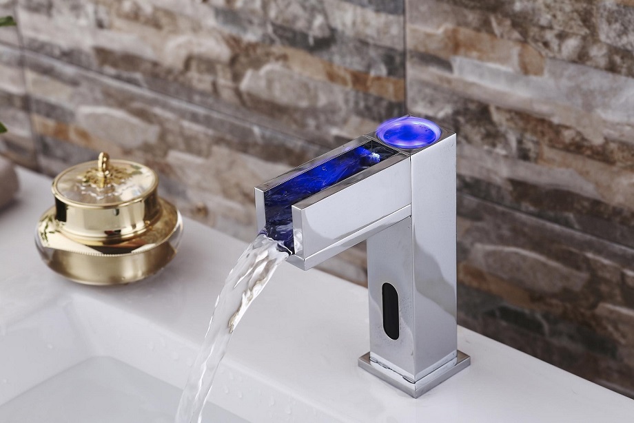 

GANGGANG, Newest Design Colorful Automatic Waterfall Sensor Basin Faucet with Led Light