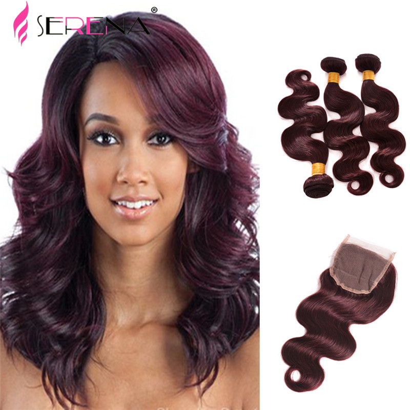 

anruina 14 14 14 с 12, 7A бразильская Virgin Hair 99j Weave Body Wave With Closure