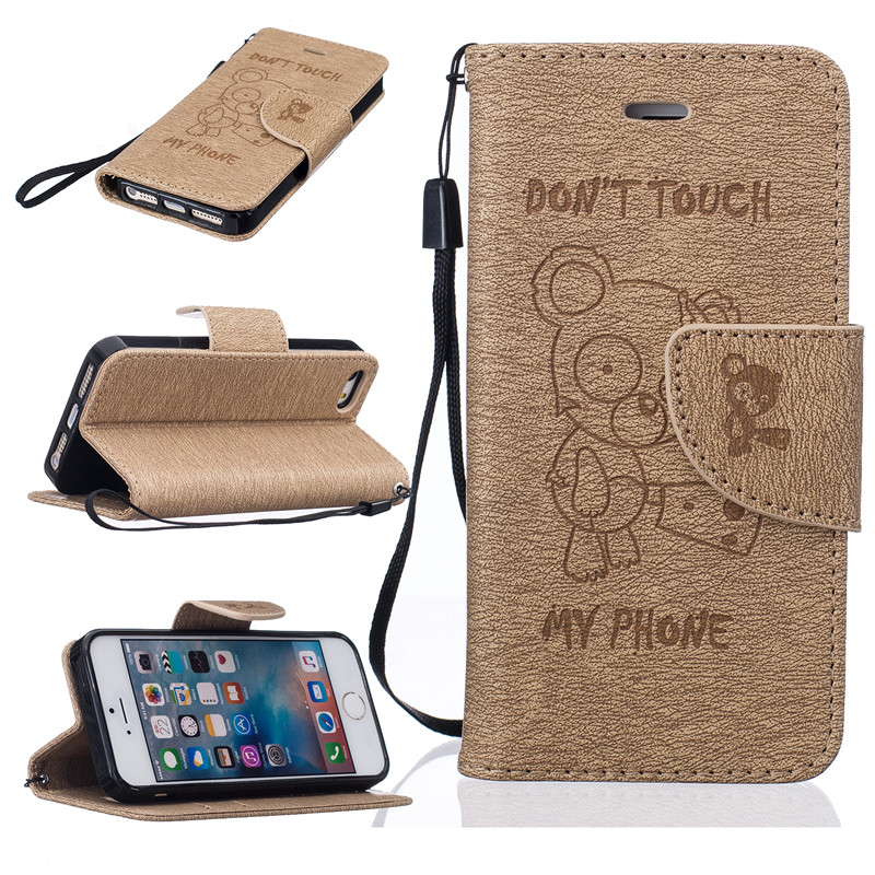 

GANGXUN iPhone 55S, Рельефные ПУ кожаный чехол для IPHONE 5 5S 5SE