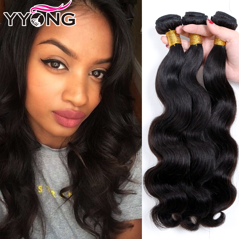 

YYONG Естественный цвет 10 10 10, Бразильские девственные волосы Body Wave Brazilian Body Wave virgin hair 3 bundles