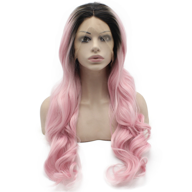 

iwona, synthetic lace front ombre wig pink